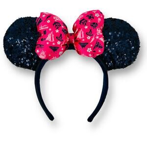 Disney Minnie Mouse Classic Attractions Puffy Bow Sequin Ears Headband 2016 Pink